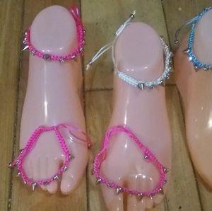 Feet display with  12anklets 8 barefoot sandles